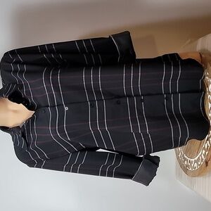 Madison Black Button-up Blouse red & white striping.